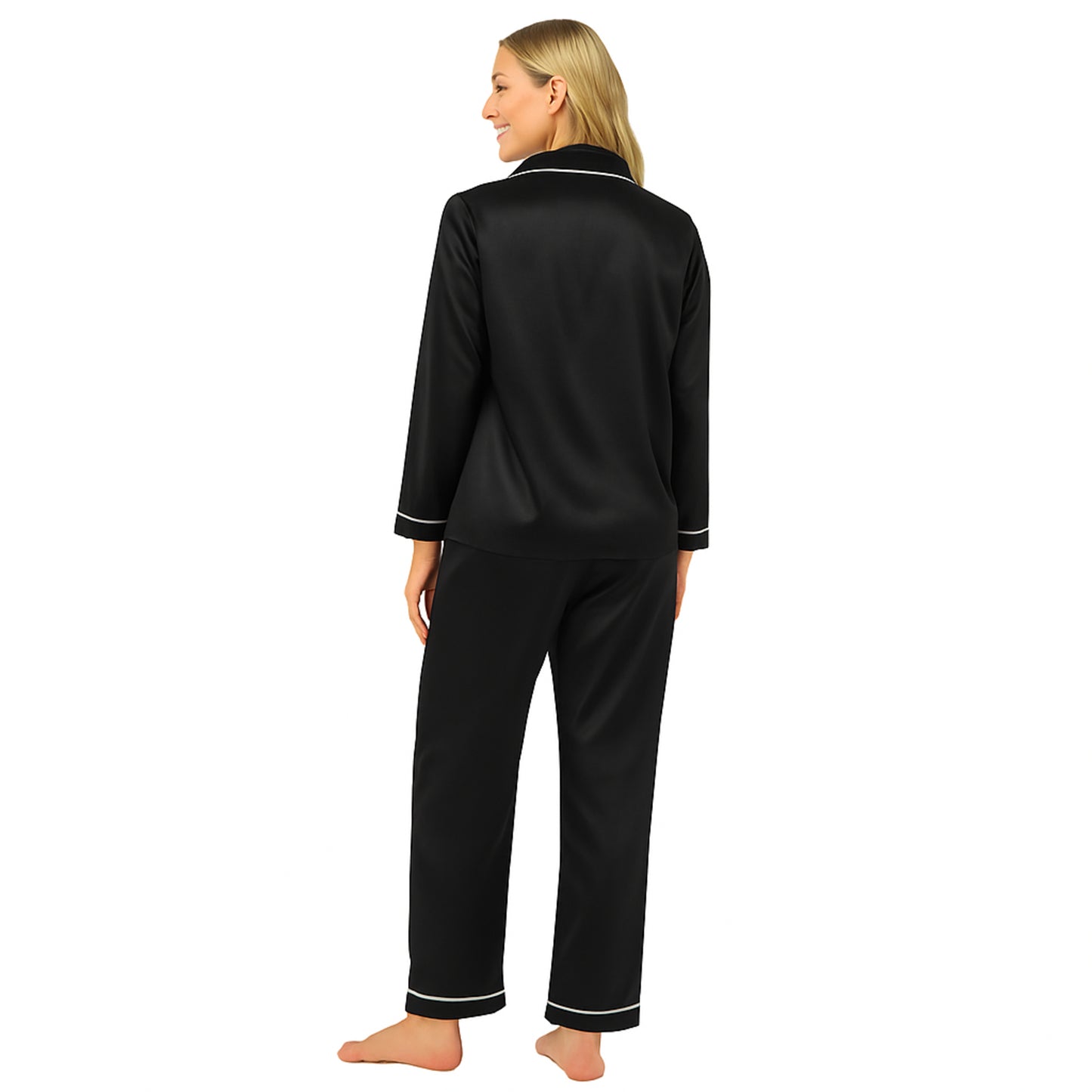 JDN Ladies Soft Silky Touch Pyjama Set - Long Sleeve Top & Trousers