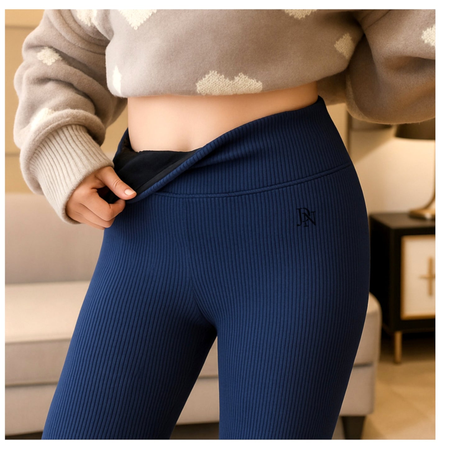 JDN Ladies Winter Warm Ribbed Fleece Lined Leggings