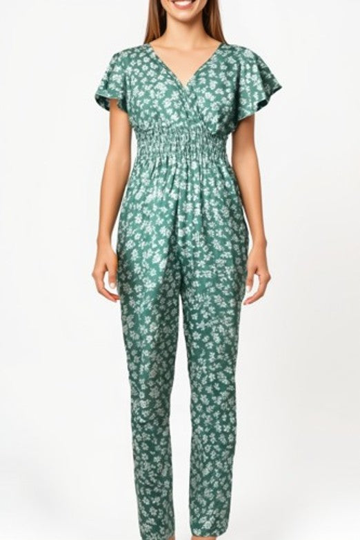 JDN Ladies Floral V-Neck Jumpsuit