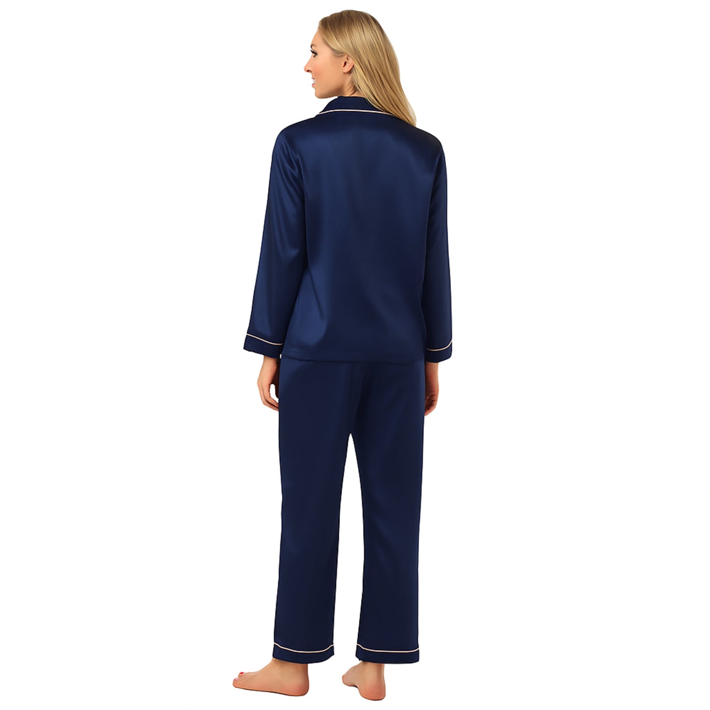 JDN Ladies Soft Silky Touch Pyjama Set - Long Sleeve Top & Trousers
