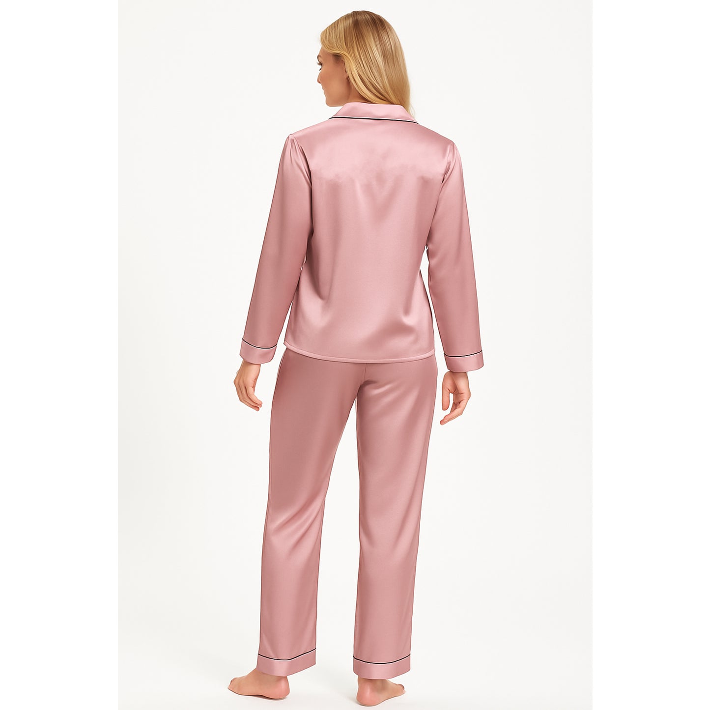 JDN Ladies Soft Silky Touch Pyjama Set - Long Sleeve Top & Trousers
