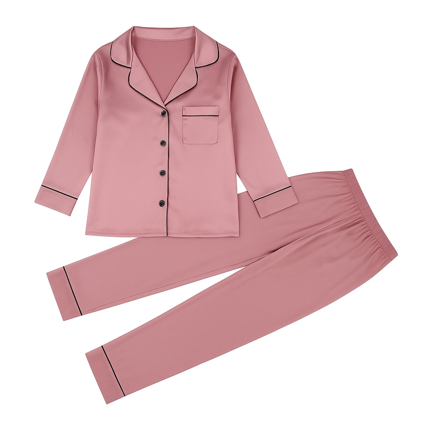 JDN Ladies Soft Silky Touch Pyjama Set - Long Sleeve Top & Trousers