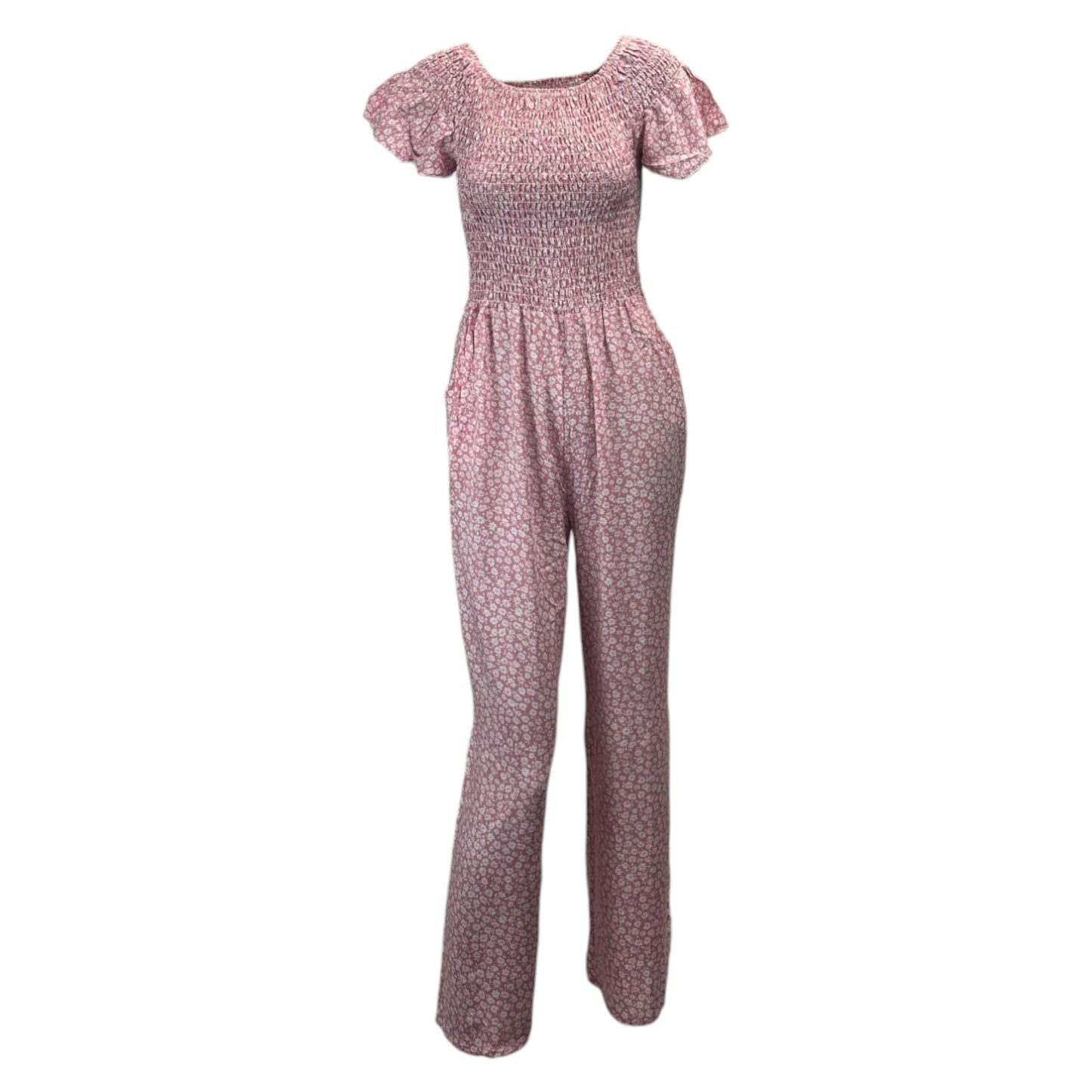 JDN Ladies Shirred Floral Jumpsuit