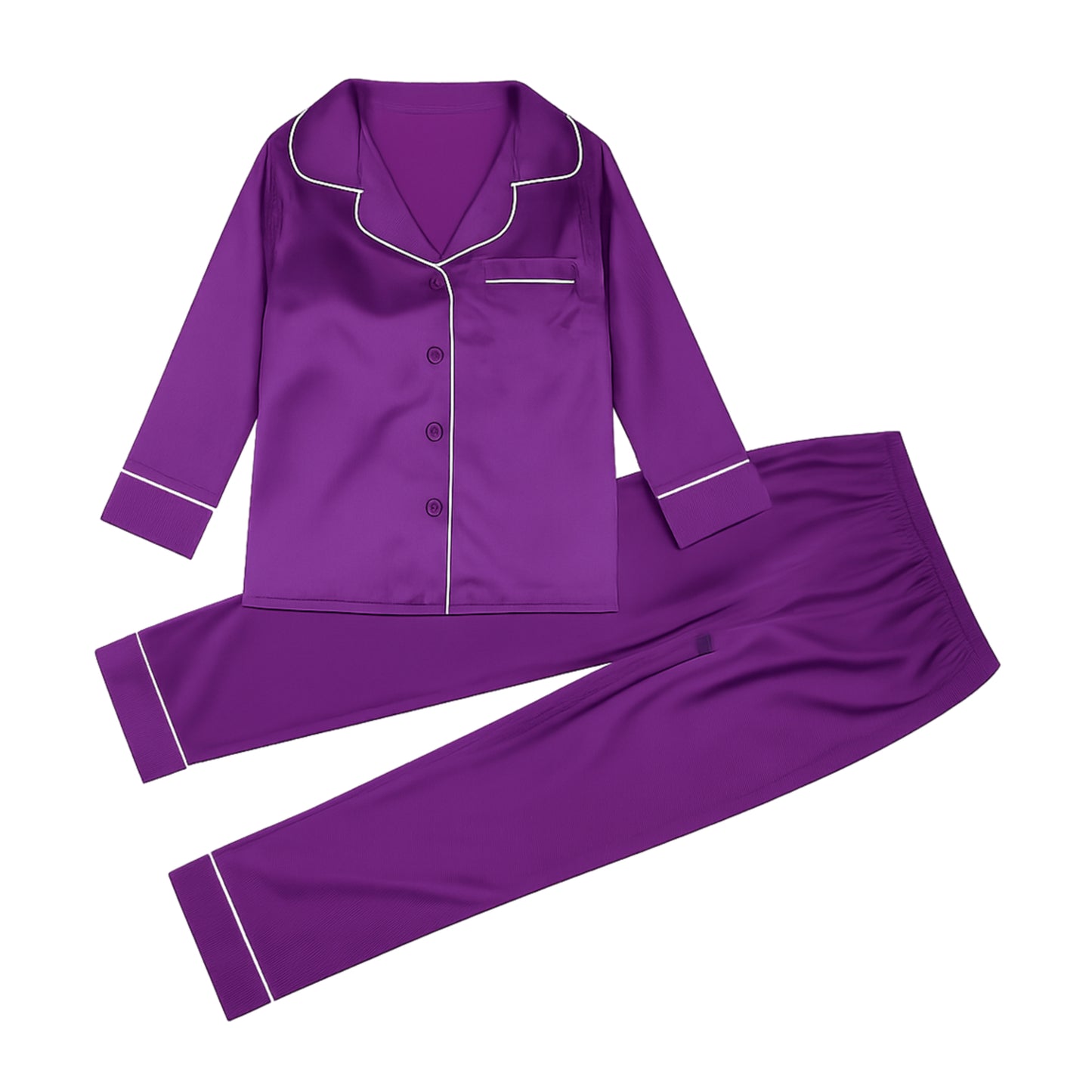 JDN Ladies Soft Silky Touch Pyjama Set - Long Sleeve Top & Trousers