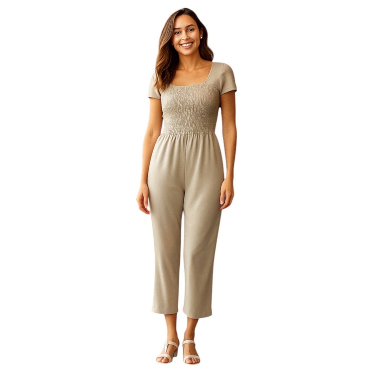 JDN Ladies Shirred Plain Jumpsuit