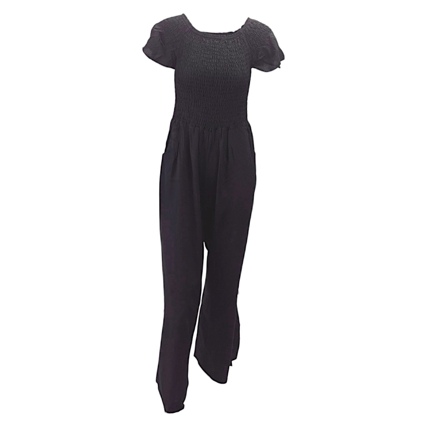 JDN Ladies Shirred Plain Jumpsuit