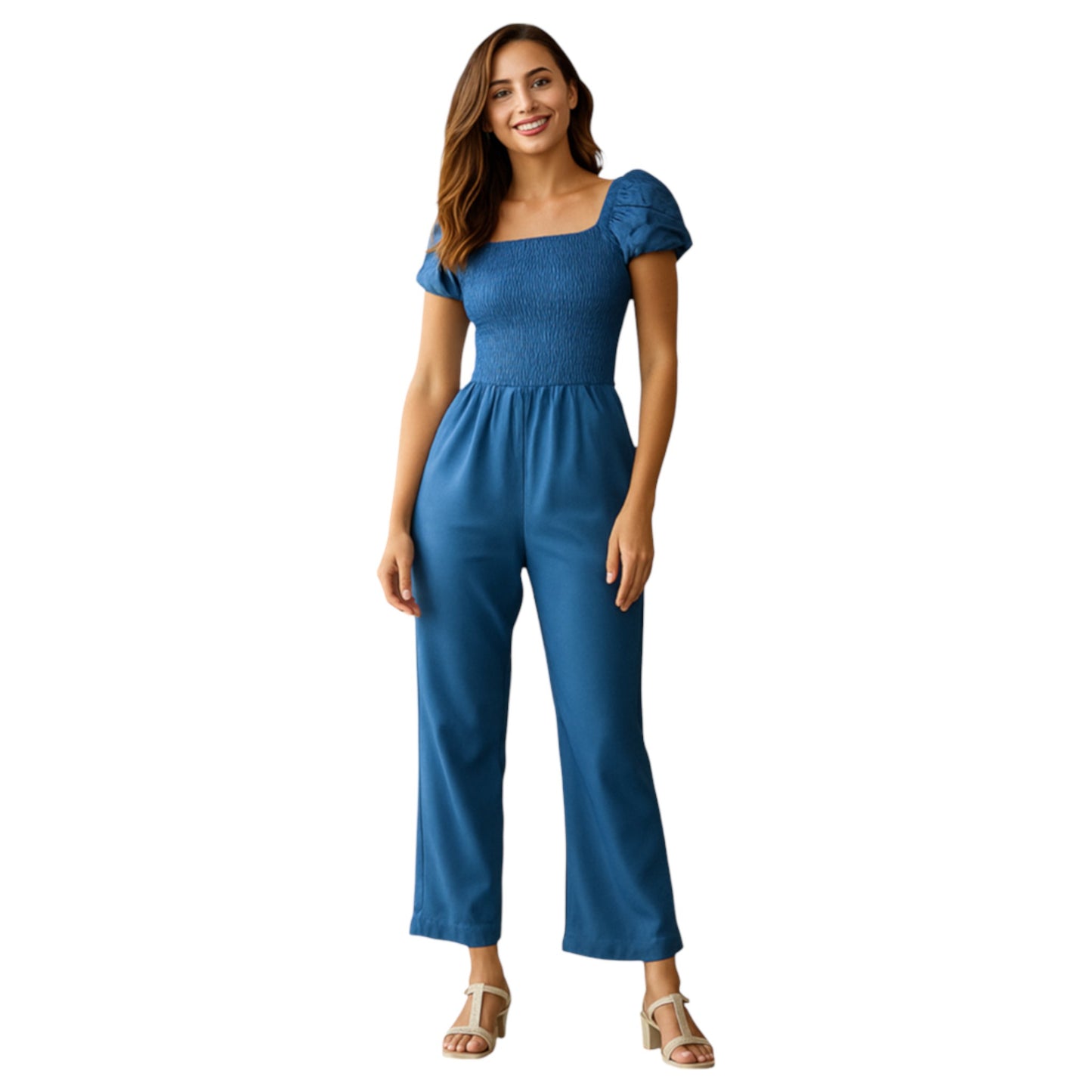 JDN Ladies Shirred Plain Jumpsuit