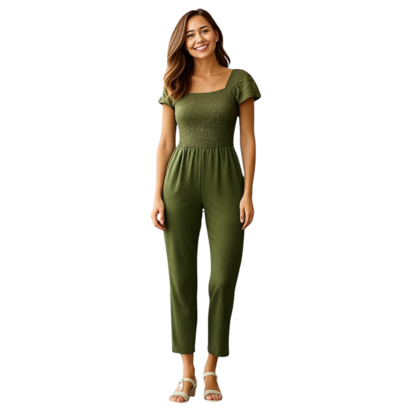 JDN Ladies Shirred Plain Jumpsuit